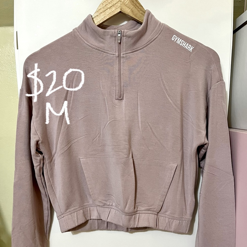 Gymshark mauve quarter zip crop top
